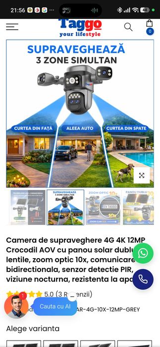 Camera supraveghere NOUA 4g zoom optic panou dublu