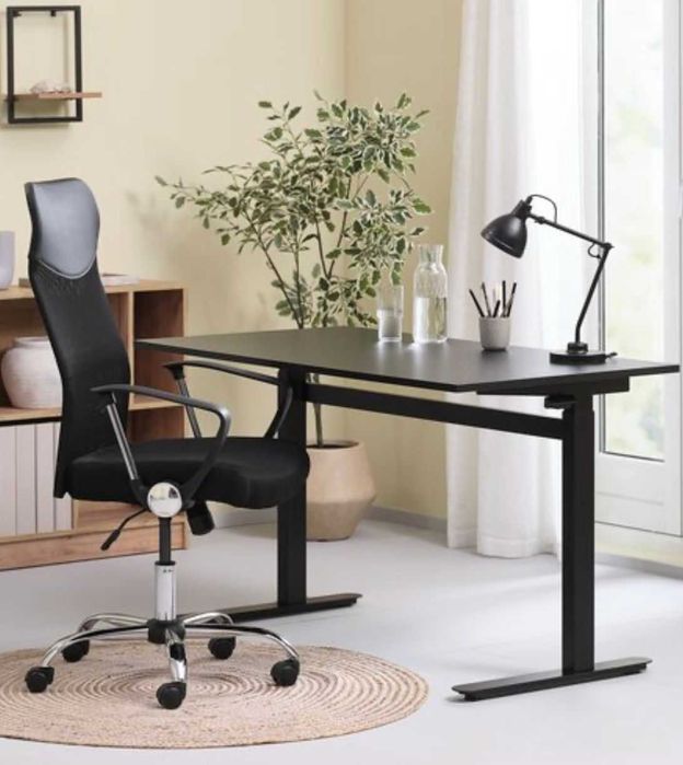 SVANEKE Birou reglabil 80x160 negru + BILLUM Scaun birou negru
