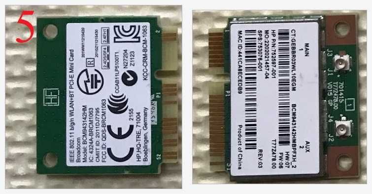 7 лаптоп карти / модули (Wi-Fi/WWAN + mSATA) Intel, Realtek, Broadcom