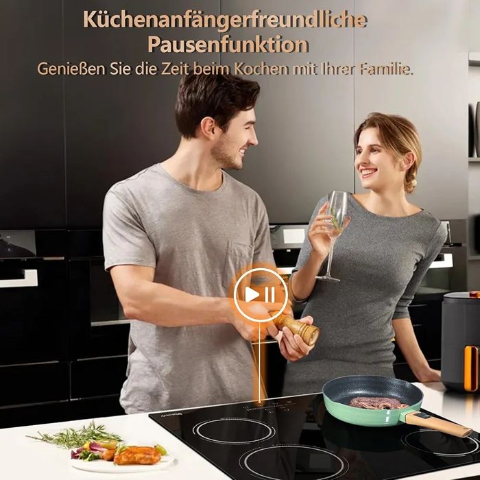 Стъклокерамичен плот за вграждане 4 зони 60см 6000W, Disaenvir