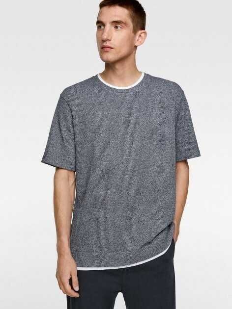 Мъжка тениска Zara, 51% памук, 49% полиестер, Сива, XL