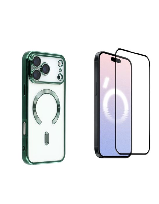 Iphone 17 AIR PRO MAX Husa Cercle Magsafe + Folie Sticla Clear Edge