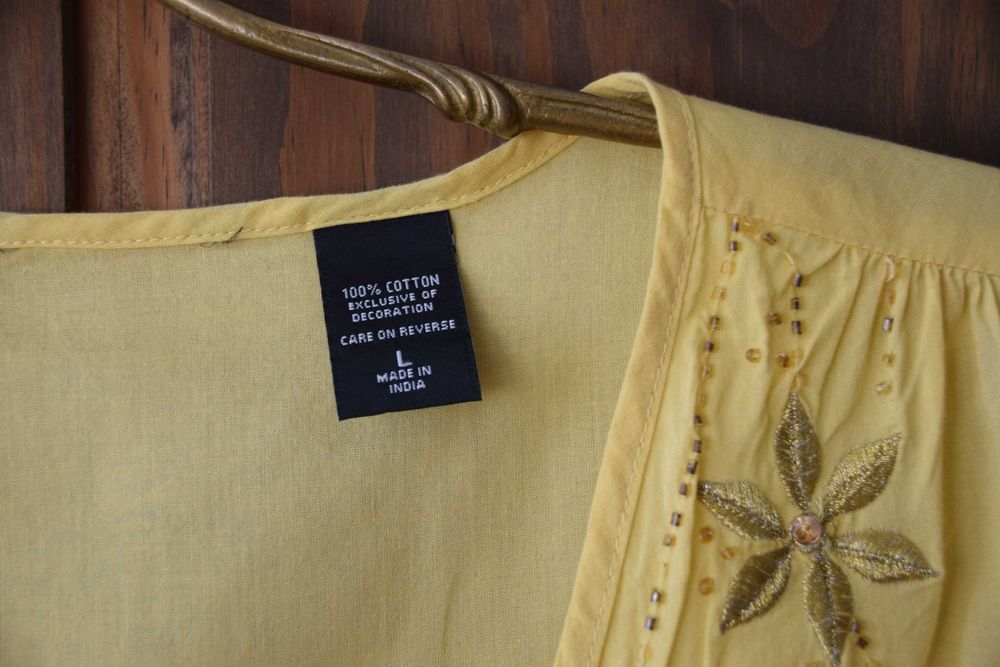 Bluză galbenă made in India, 100% bumbac
