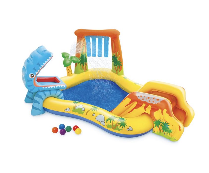 Надуваем басейн INTEX Dinosaur Play Center + ПОМПА