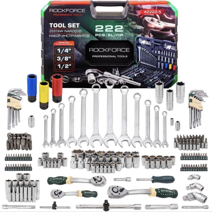 Гедоре / куфар с инструменти 222 части  ROCKFORCE
