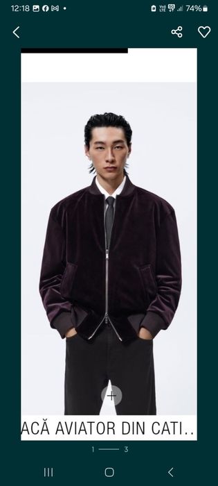 Geaca Zara  bomber de catiffea ,matlasată L 42