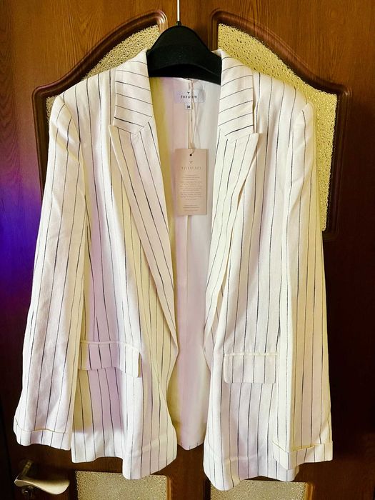 Sacou / Blazer Amestec In Tatuum, Alb-Crem 38, Nou cu Eticheta