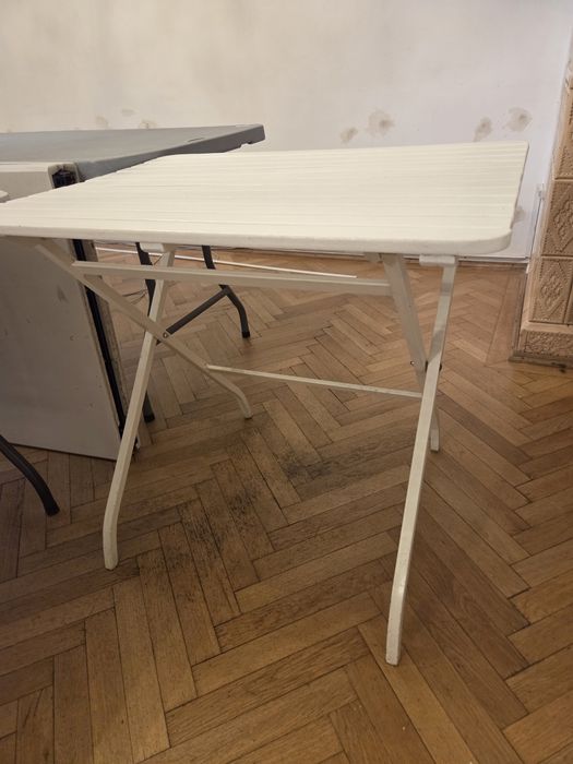 6 mese de gradina Ikea albe, pliabile, metal&lemn