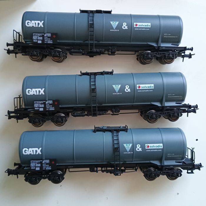 Set 3 Vagoane marfă, cisterne GATX machetă trenuleț electric scara HO