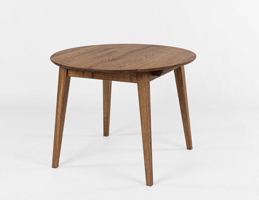 Masa lemn de stejar extensibila, GENEVA rotunda, Ø100+40 cm