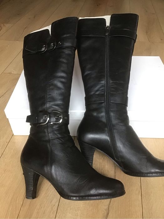 Естествена кожа, черни високи ботуши