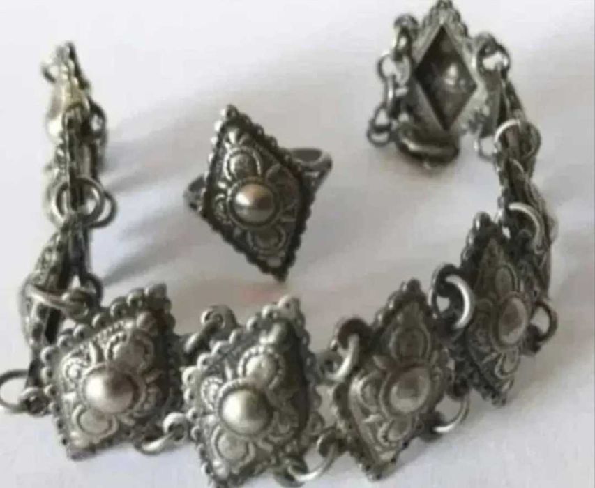 Bratara si inel romania argint masiv