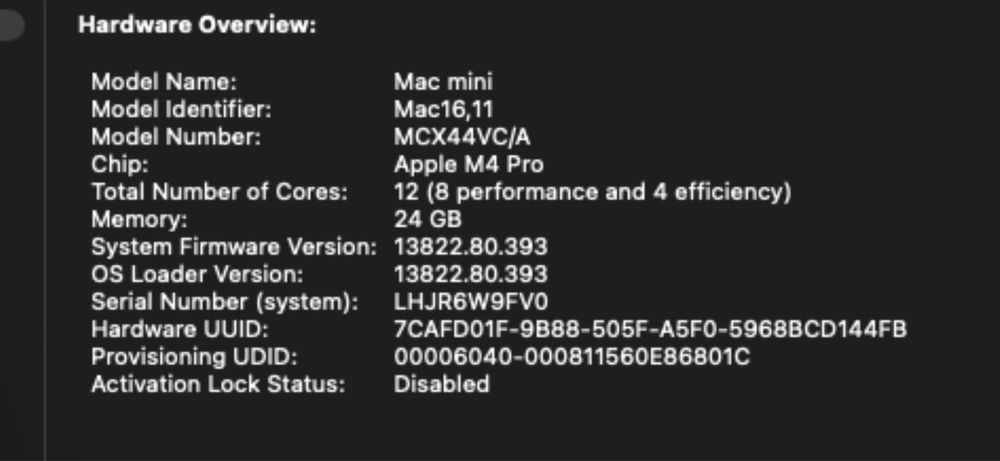 Mac Mini M4 Pro 24GB, 512GB SSD/ garantie10/2026