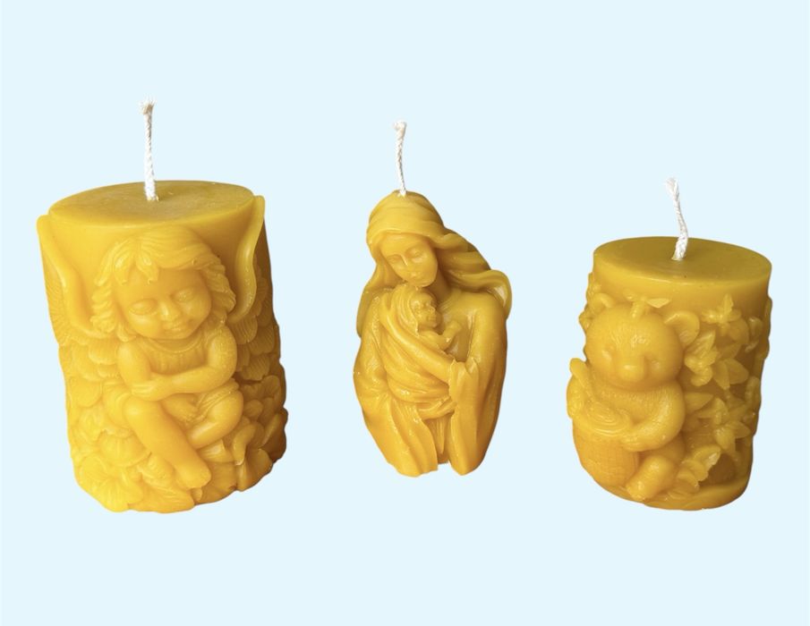 Восъчни свещи от натурален пчелен восък - ръчно изработени