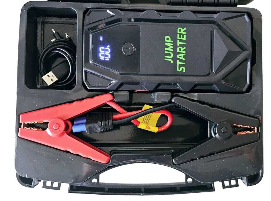 Автомобилен стартер Jump Starter 18000mAh, 12V, 2000А + КОМПРЕСОР