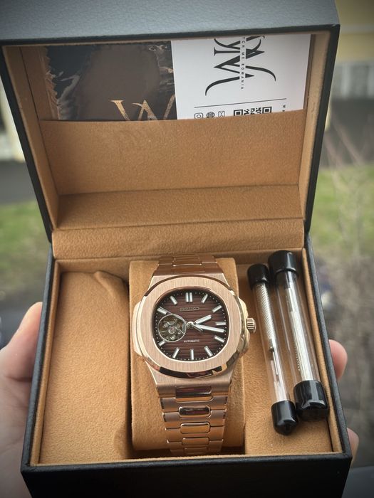 Seiko Mod Automatic  NH38 Nautilus Chocholate Open Heart 41mm