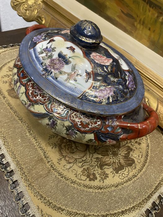 Супник Японска порцеланова купа с капак Satsuma Япония 1920 1930