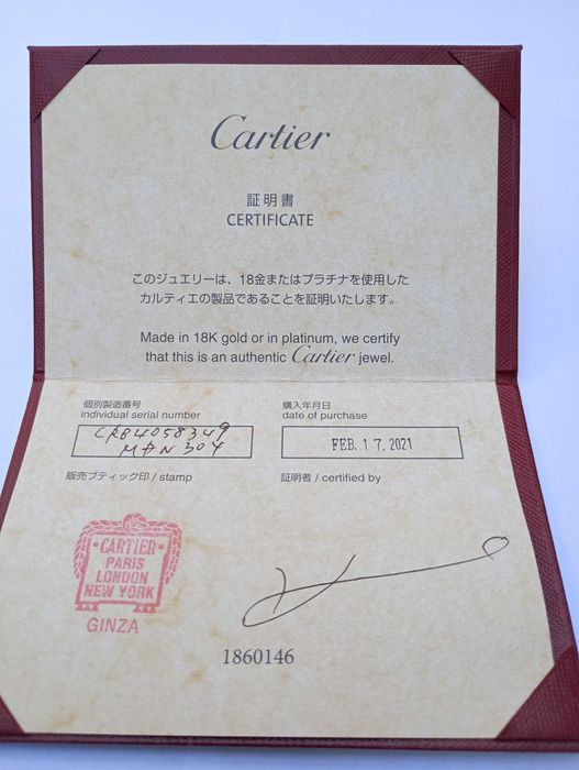 Inel Original Cartier din Platina PT 950  cu diamante , Marimea 49