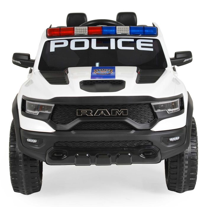 ТОП ЦЕНАНОВО!Акумулаторен джип RAM POLICE WHITE с 12V батерия,EVA гуми,сигнални светлини,USB,дистанционно