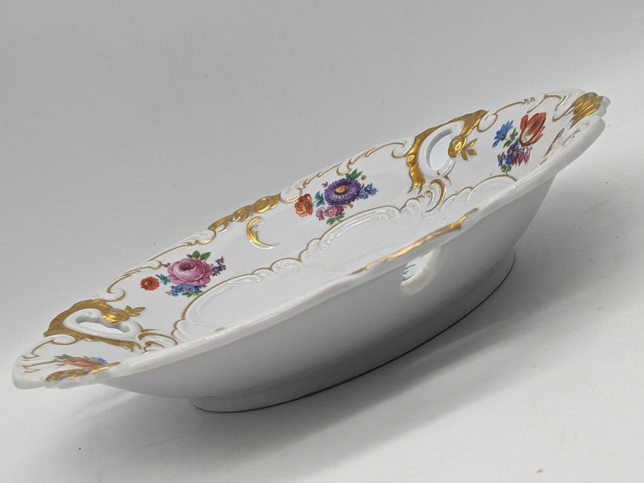 Schaubach Kunst блюдо тарелка золото Германия цветы раритет.