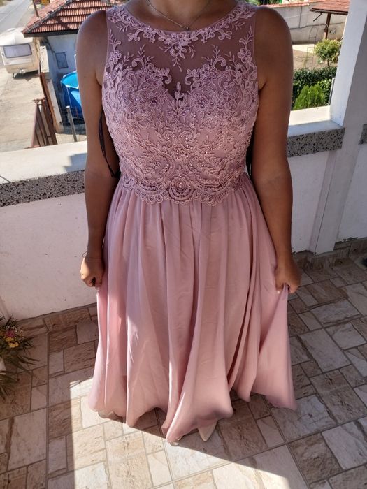 Официална розова рокля