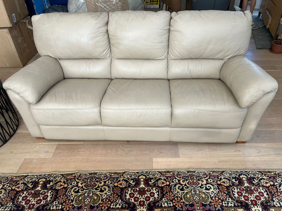 Кожен диван 2броя естествена кожа бежов