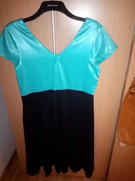 rochie elegantă, negru/turcoaz