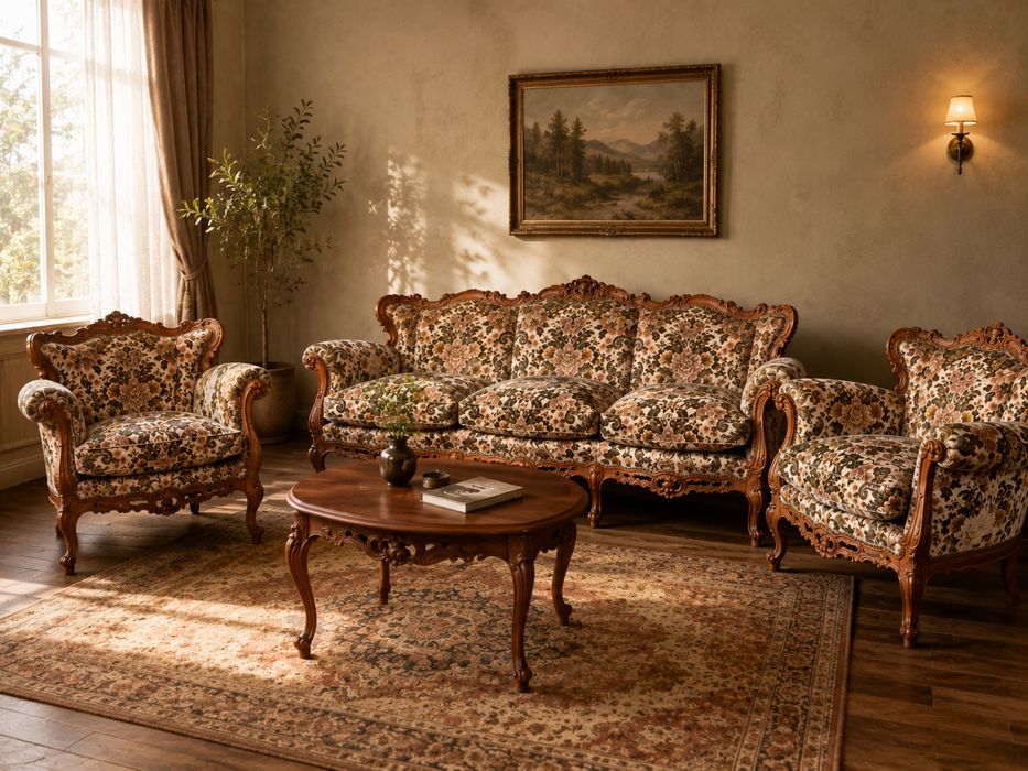 Set canapea cu doua fotolii stil baroc