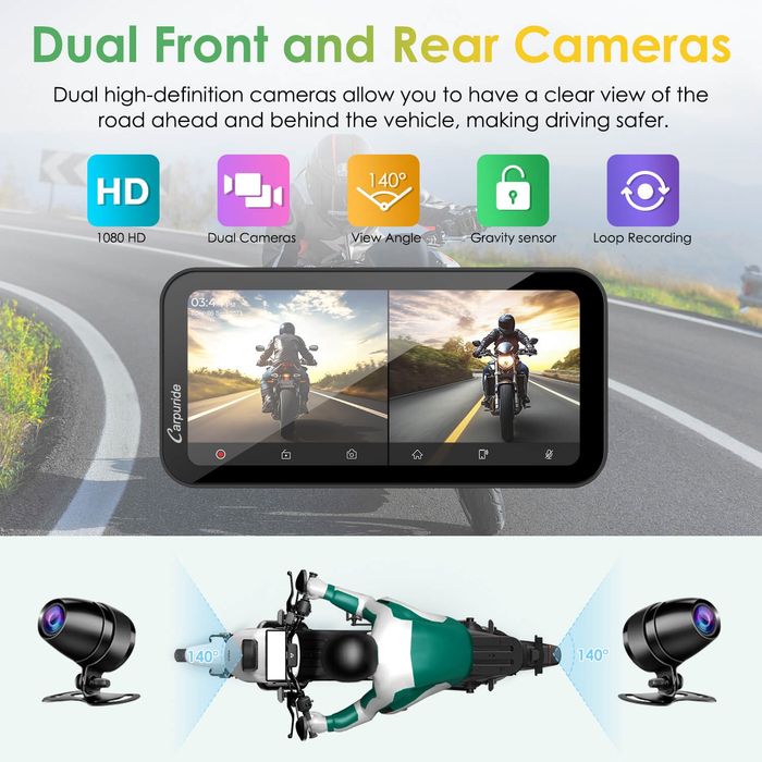 Carpuride W603D безжичен преносим стерео с HD двойни камери