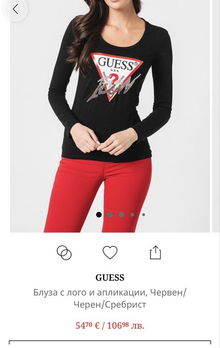 Guess Icon черна блуза