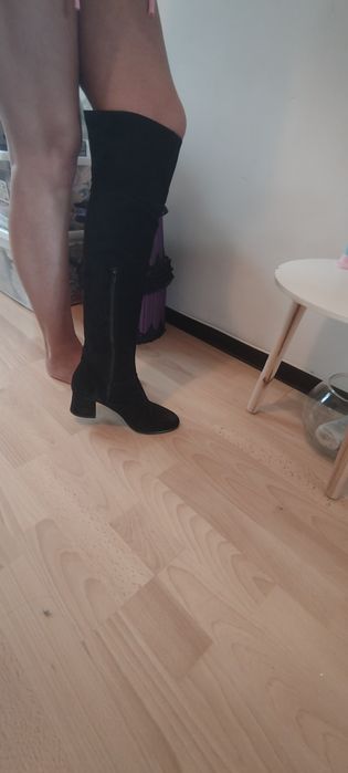 Cizme Dama Piele Întoarsă Toc de 7Cm
