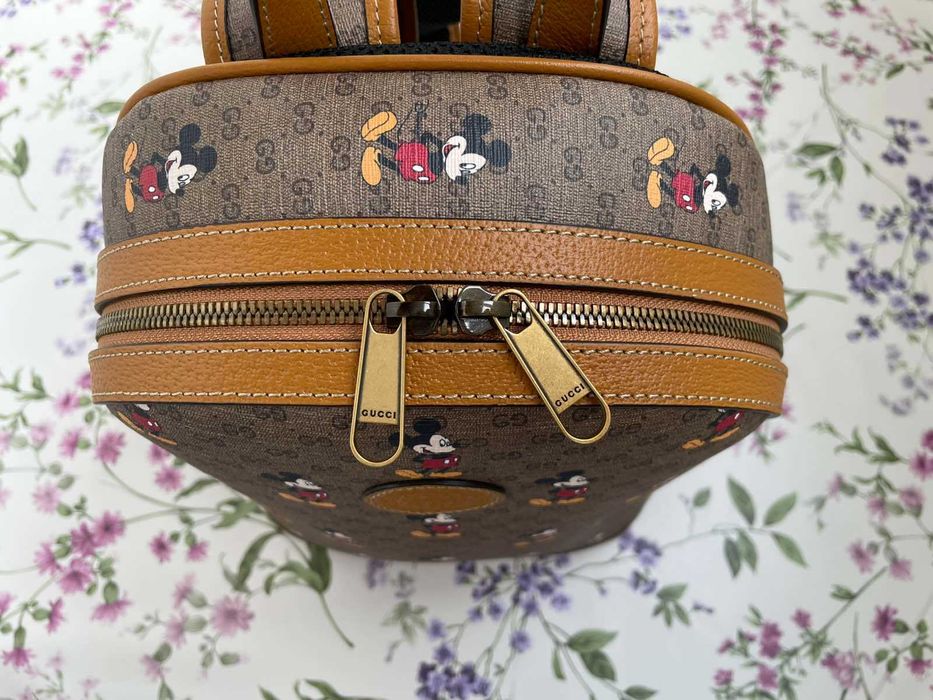 Оригинална Gucci Раница Limited Edition Gucci x Disney Mickey Mouse Гучи Кафяв Supreme Canvas
