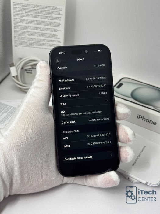 iPhone 15, 128GB, Black, 100% батерия, КАТО НОВ, ГАРАНЦИЯ!