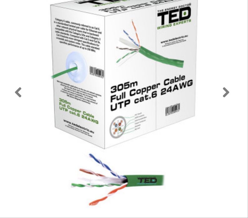 Cablu TED Wiring Experts Cat.6 UTP, 305 m, 24 AWG, Full Copper