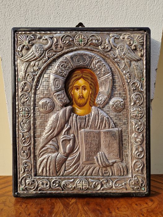 Прекрасна антикварна сребърна икона със сертификат