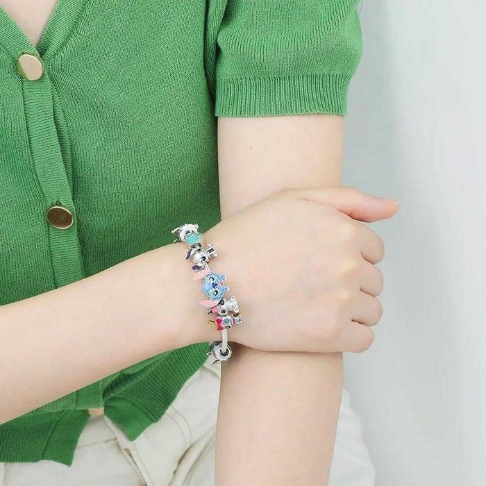 Гривна тип Пандора Лило и Стич с талисмани Lilo Stitch аксесоари