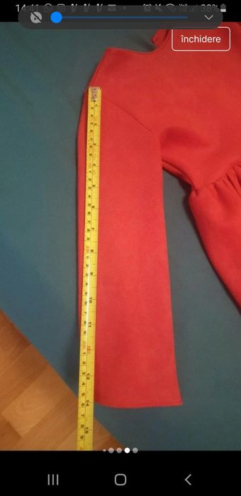 Rochita rosie,catifea subțire + gentuta,4-5 ani