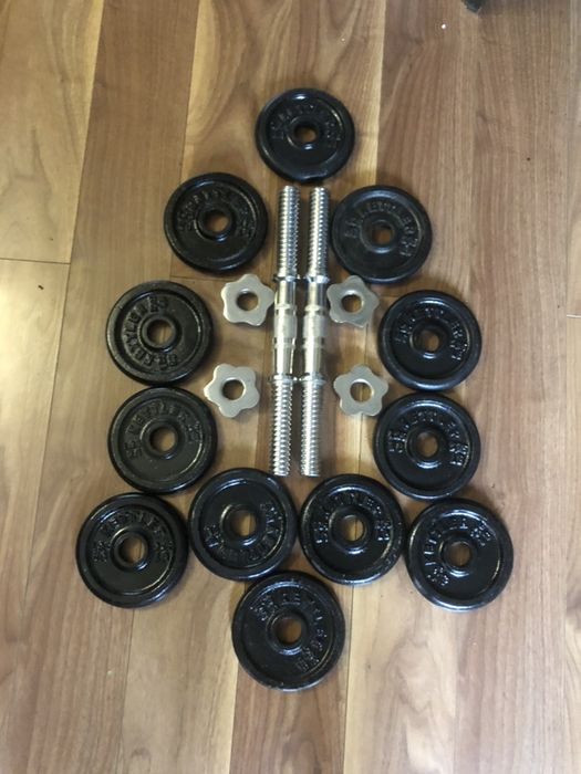 Gantere noi reglabile Otel crom profesionale 10+10 kg=20 kg 200 ron