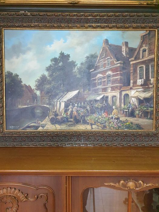 Изключителна антикварна авторска майсторска картина масло върху платно