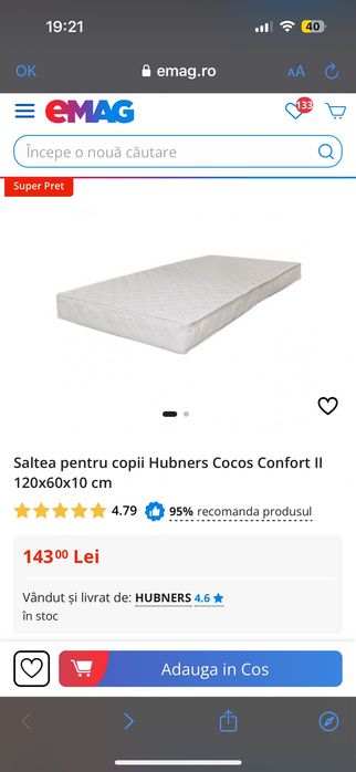 Saltea pentru copii Hubners Cocos Confort 2
