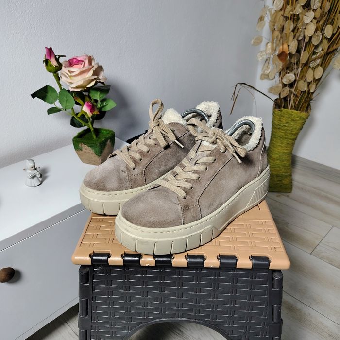 Sneakers damă Gabor, piele întoarsă și îmblănite la interior