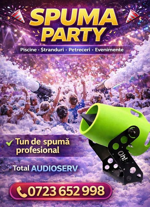 Tun de spuma, Zăpadă artificială,strand,piscina,evenimente