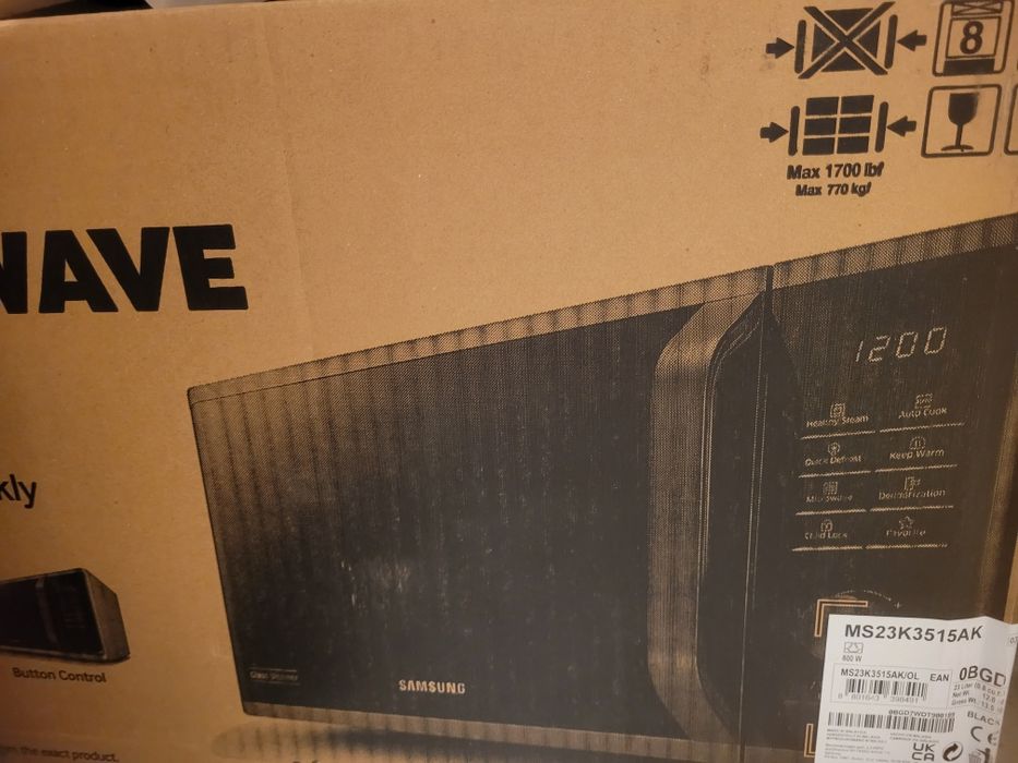 Микровълнова печка Самсунг MS23K3515AK/OL Solo с Quick Defrost, 23 л