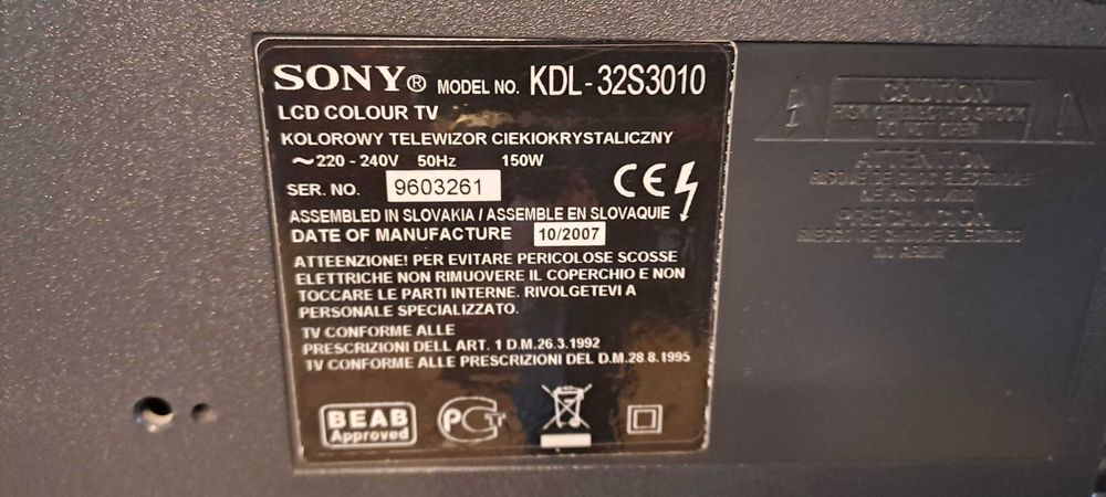 Продавам Перфектен телевизор Sony Bravia KDL32S3010