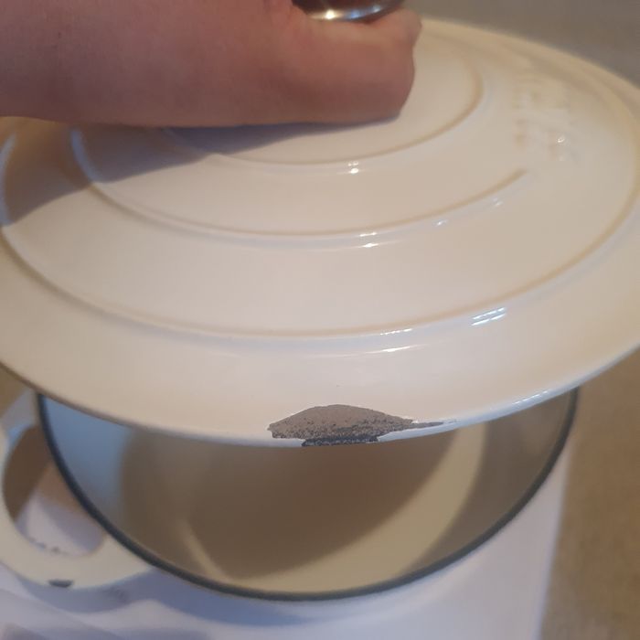Ceaun din fonta emailata 2.8L, Lätt Home, cu capac 22 cm, alb