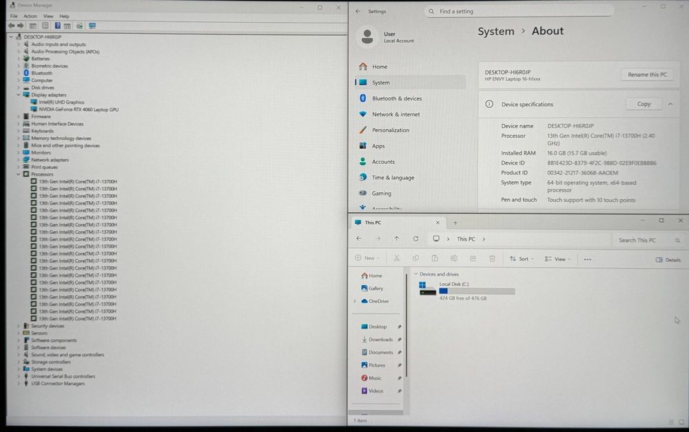 HP envy i7 13700H + RTX 4060 + Sensor