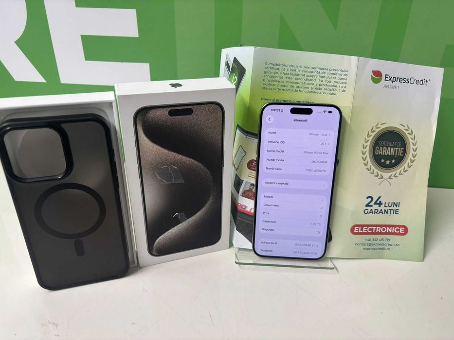 Iphone 15 Pro Max 1 TB (B.60693 Tatarasi) Vanzare fizic Garantie 2 Ani