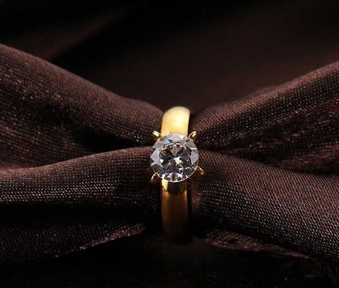 GPR19,inel placat aur 14k, logodna, zirconiou alb, solid, ideal cadou