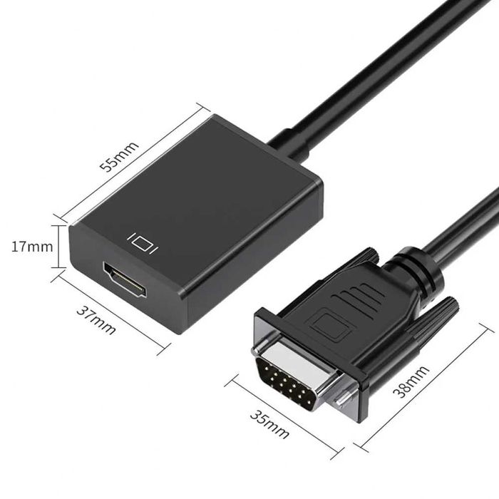 Cablu convertor VGA la HDMI cu audio si alimentare Full HD NOU