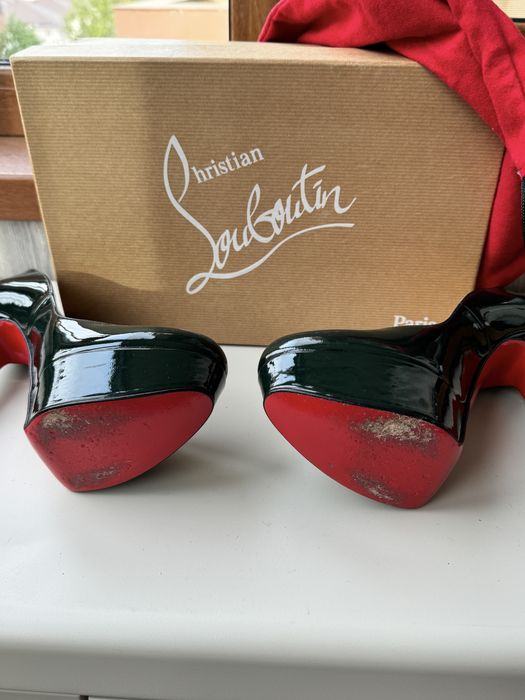 Pantofi toc Louboutin Bianca verde inchis lac 37